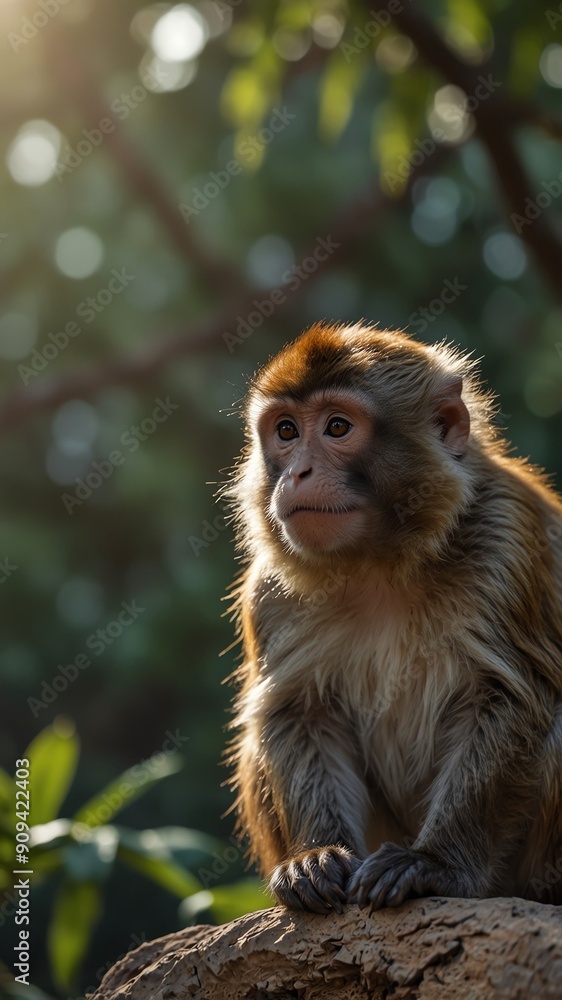 monkey on nature scene background with copy space backdrop portrait monkey on nature scene background with copy space backdrop portrait