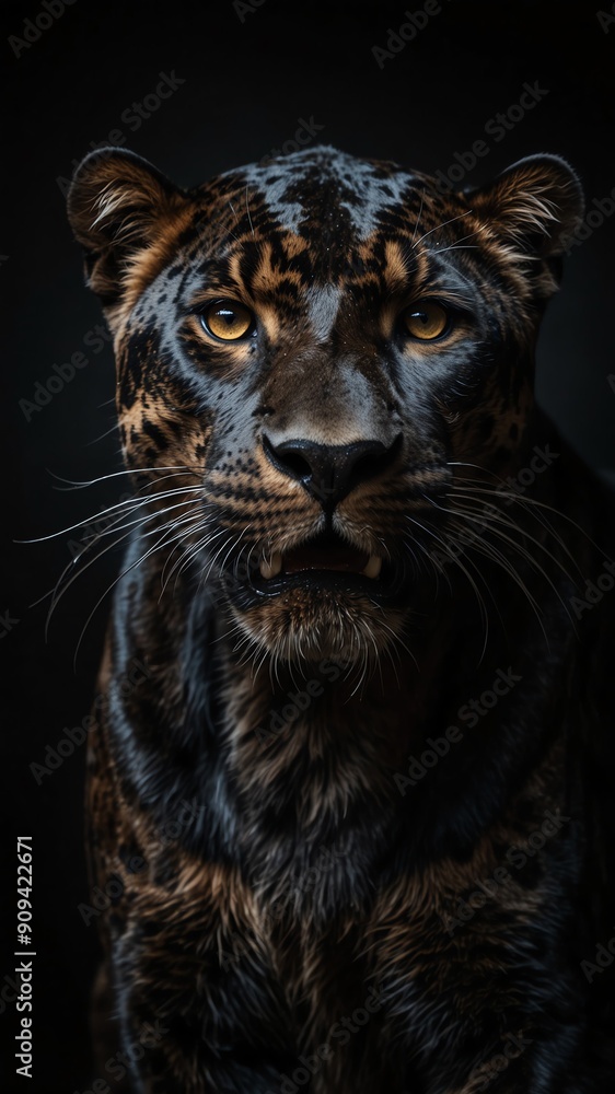 panther on plain black background with copy space backdrop portrait panther on plain black background with copy space backdrop portrait