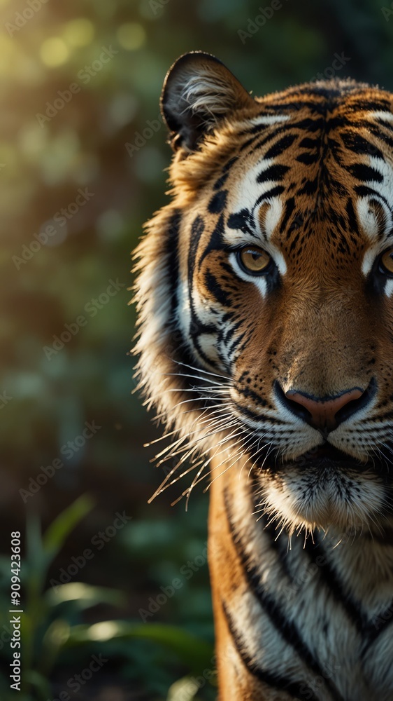 tiger on nature scene background with copy space backdrop portrait tiger on nature scene background with copy space backdrop portrait