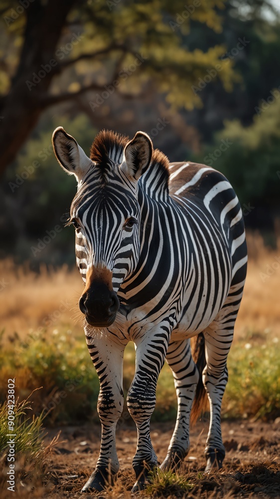 Fotografie zebra on nature scene background with copy space backdrop portrait