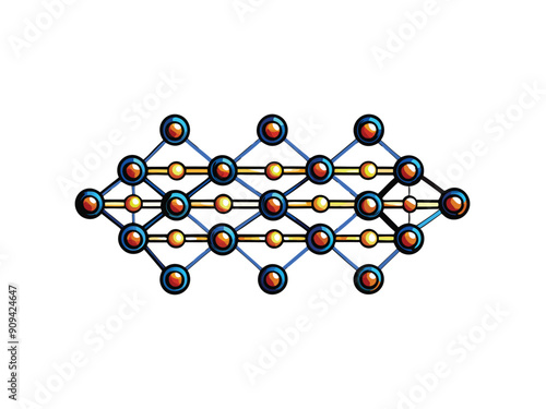 A stylized neural pathway represented as a road with interconnected nodes.