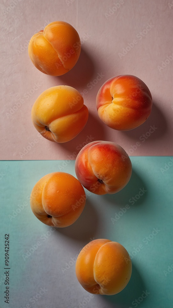 apricots on plain colorful pastel background abstract ad concept copy space apricots on plain colorful pastel background abstract ad concept copy space