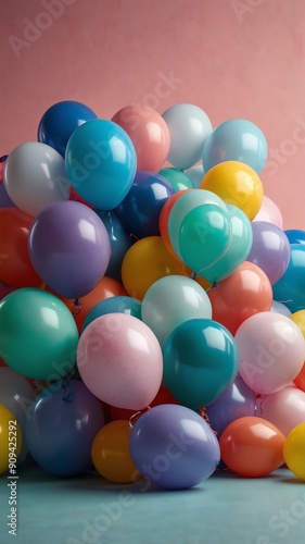 Wallpaper Mural balloons on plain colorful pastel background abstract ad concept copy space Torontodigital.ca