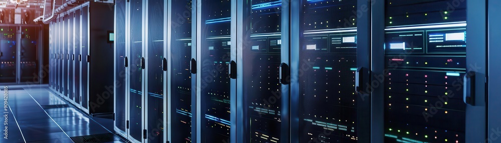 Mature professionals performing advanced server maintenance, scifi environment, copy space for text Mature professionals performing advanced server maintenance, scifi environment, copy space for text