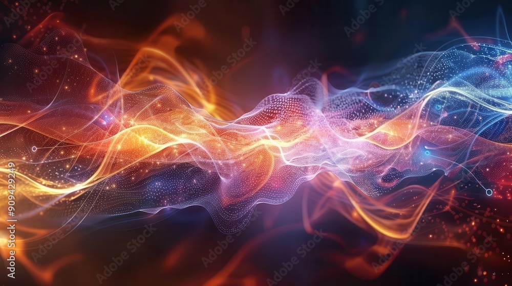 Probability wave function, amplitude graph, subatomic particle dynamics, quantum mechanics, uhd, copy space for text,