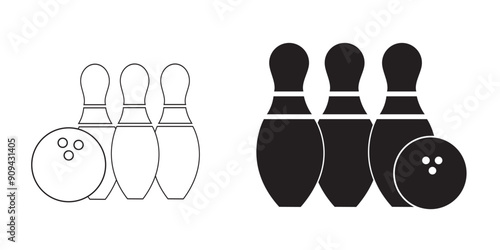 Bowling icon vector illustration. bowling ball and pin sign symbol.