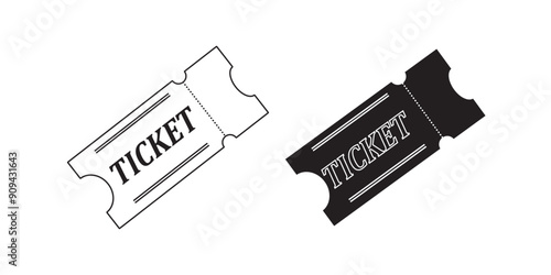 Ticket icon vector flat outline vector illustration