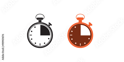 Timer icons set. Quick time or deadline icon. Express service symbol. Countdown timer and stopwatch icons isolated on white.