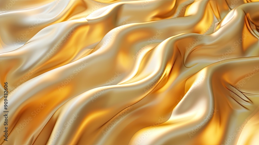 Realistic 3D depiction of a golden abstract background with smooth, undulating lines and a brilliant, reflective surface with this inviting photo. Realistic 3D depiction of a golden abstract background with smooth, undulating lines and a brilliant, reflective surface with this inviting photo.
