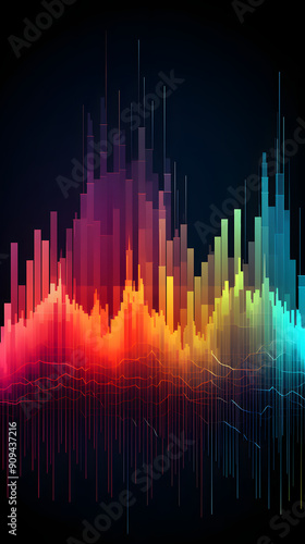 Digital color music equalize glowing light abstract graphic poster background photo