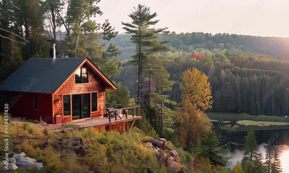 Cozy Cabin in Forest with Scenic View with Ai generated.
Cozy Cabin in Forest with Scenic View with Ai generated.