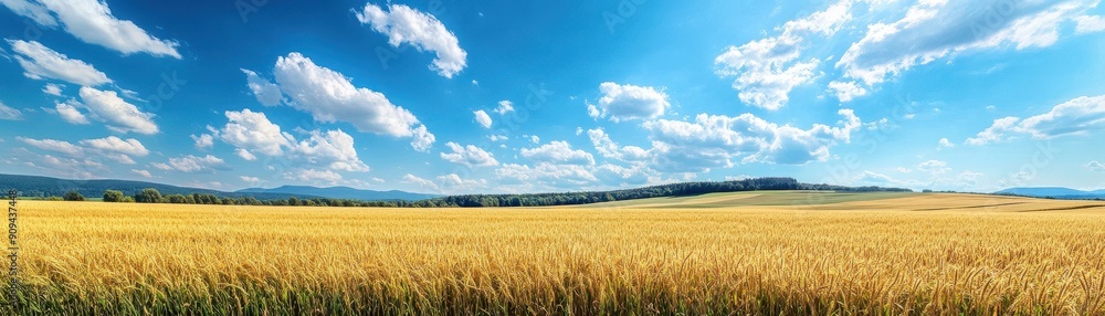 Golden cornfield under clear blue sky Golden cornfield under clear blue sky