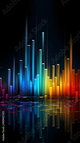 Digital color music equalize glowing light abstract graphic poster background photo