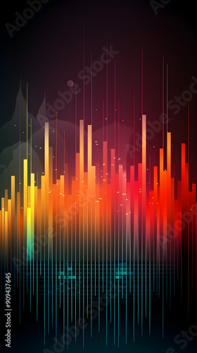 Digital color music equalize glowing light abstract graphic poster background photo