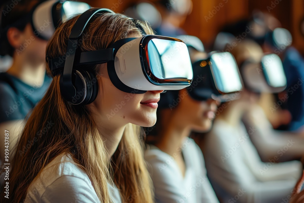 A modern technology, students use VR for learning in school
