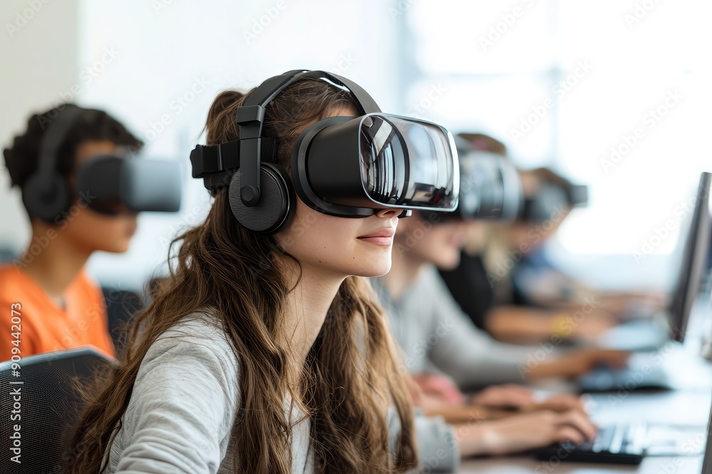 A modern technology, students use VR for learning in school A modern technology, students use VR for learning in school