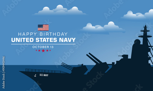 Happy  Birthday US Navy October 13 background Vector Illustration 