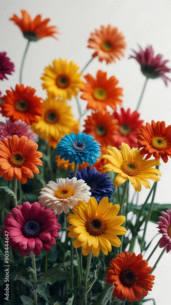 colorful flowers on plain white background abstract ad concept copy space colorful flowers on plain white background abstract ad concept copy space
