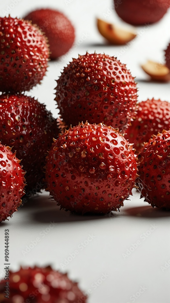 lychees on plain white background abstract ad concept copy space lychees on plain white background abstract ad concept copy space