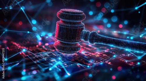 Digital Gavel symbolizes cybersecurity law enforcement