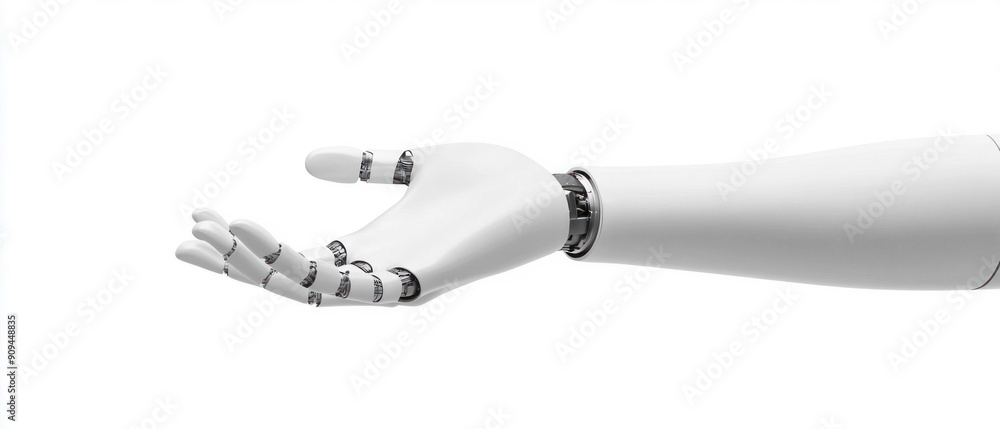 Futuristic Robotic Hand on White Background. Generative ai Futuristic Robotic Hand on White Background. Generative ai