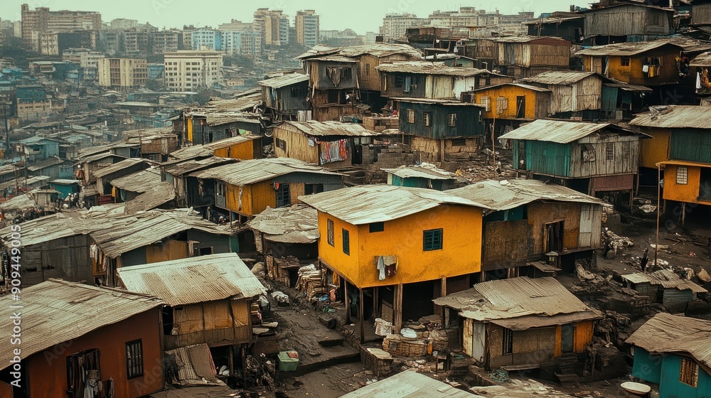 Overcrowded slum dwellings the Global South Overcrowded slum dwellings the Global South
