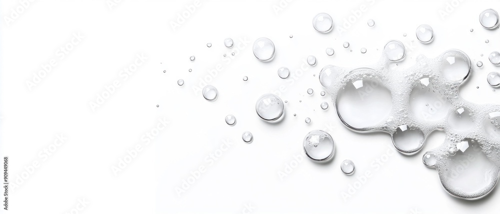 Transparent Water Bubbles on White Background. Generative ai. Transparent Water Bubbles on White Background. Generative ai.