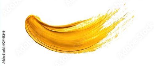 Gold Paint Brushstroke on White Background. Generative ai