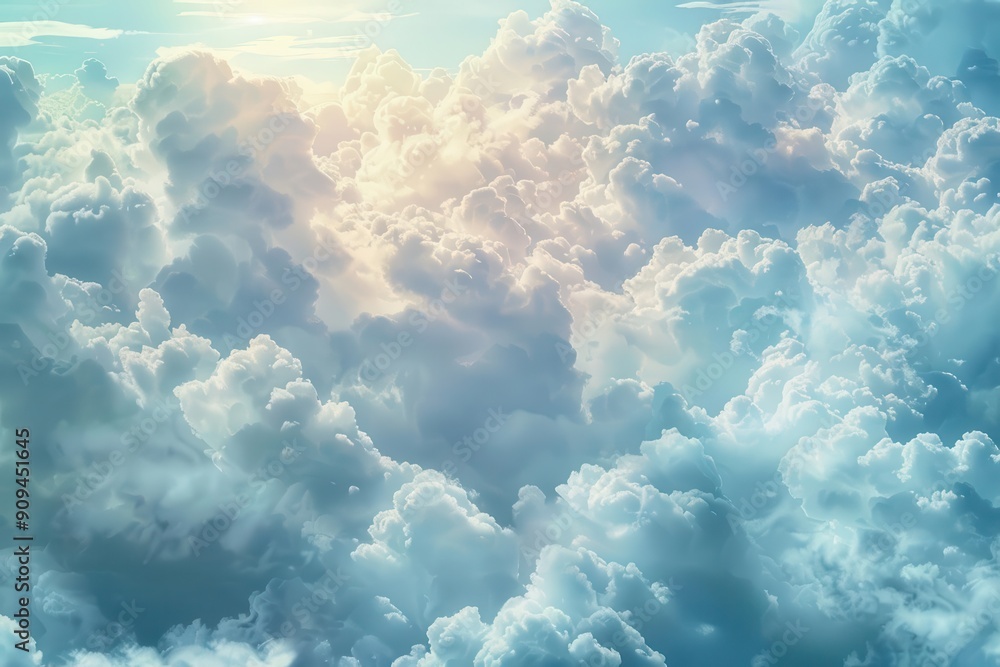 mesmerizing sky filled with fluffy cumulus clouds soft billowing formations in various shades of white and gray patches of vivid blue peek through dreamy and tranquil atmospheric scene mesmerizing sky filled with fluffy cumulus clouds soft billowing formations in various shades of white and gray patches of vivid blue peek through dreamy and tranquil atmospheric scene
