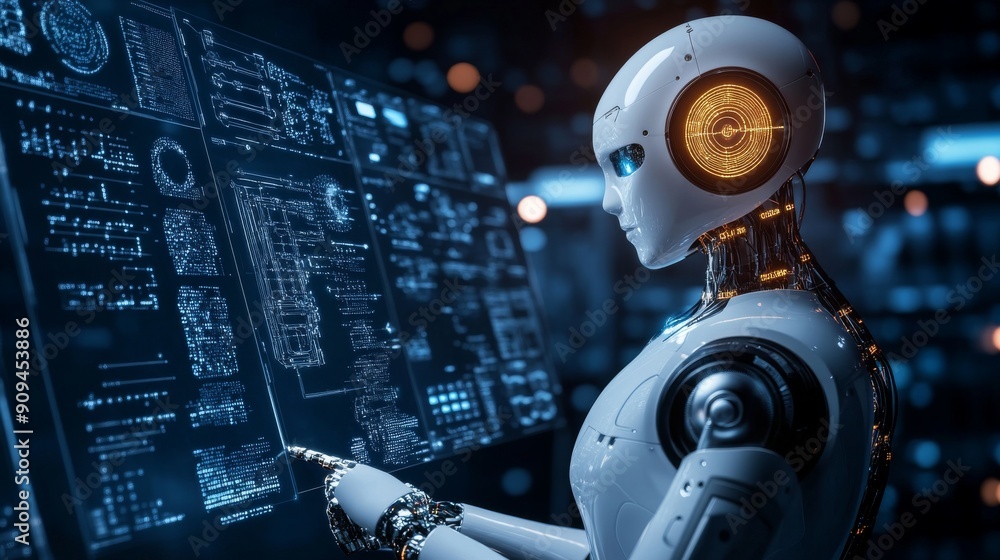 Advanced AI-powered robotics performing tasks with machine learning models Advanced AI-powered robotics performing tasks with machine learning models