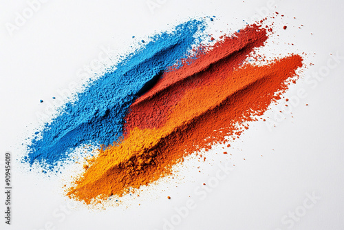 color powder scattered on white background. photo