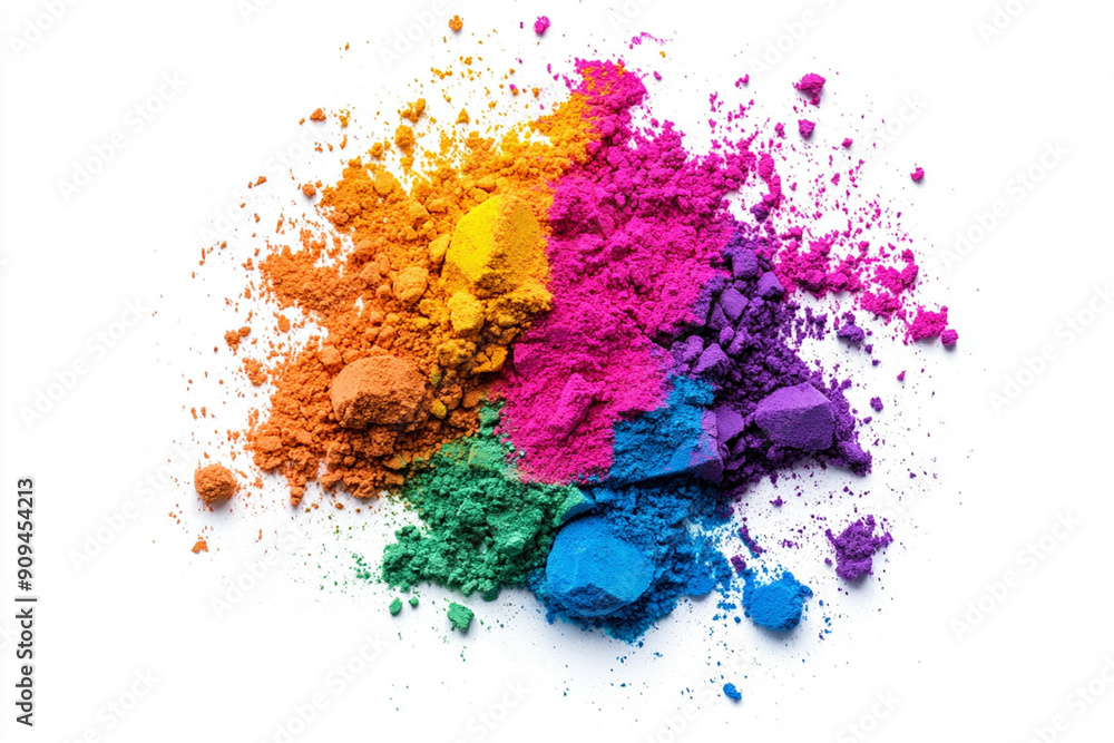 Fototapeta premium color powder scattered on white background.