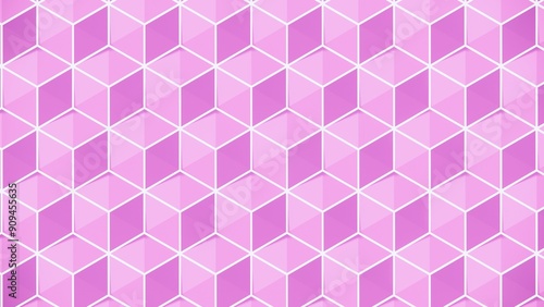 A 3D illustration of a pink pattern featuring boxes or hexagons presents a serene and elegant design. photo