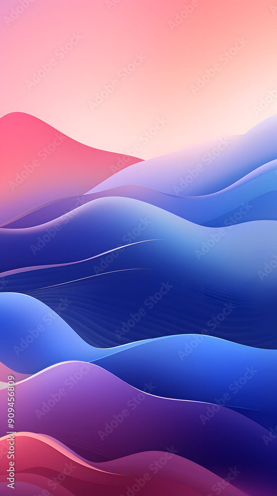 Fototapeta premium Digital purple and blue mountains wave abstract graphic poster background