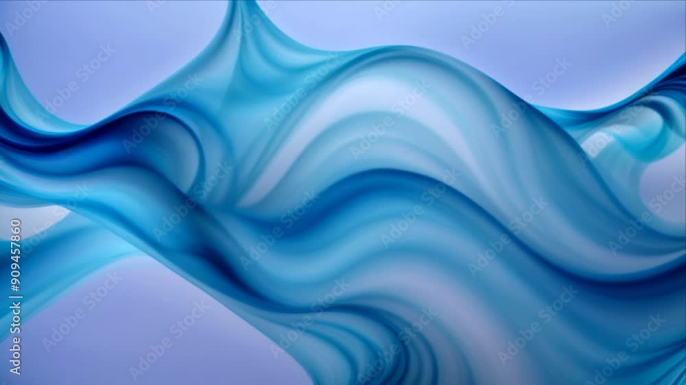 Soft blue abstract waves on white background - Generative AI Soft blue abstract waves on white background - Generative AI