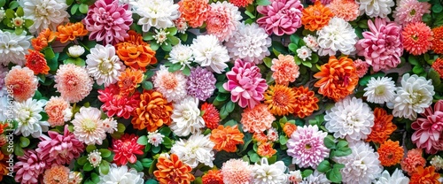 Colorful Dahlia Flower Wall