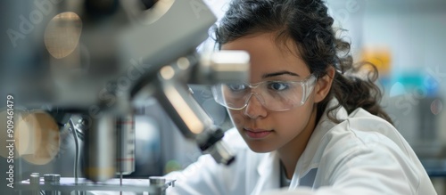 Focused Female Scientist Conducting Research in a Modern Laboratory with Advanced Equipment