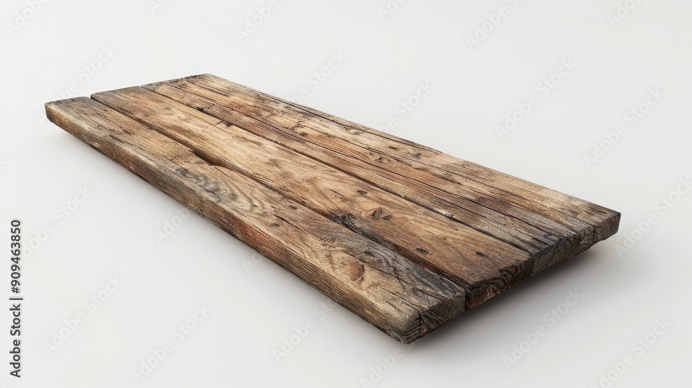 Fototapeta premium A wooden plank is shown on a white background