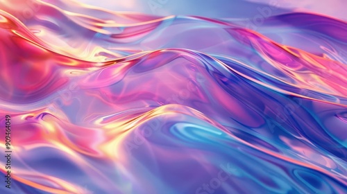 surreal digital art of flowing organic shapes melted smooth forms in iridescent hues liquidlike surfaces reflect light creating a shimmering otherworldly effect abstract futuristic aesthetic