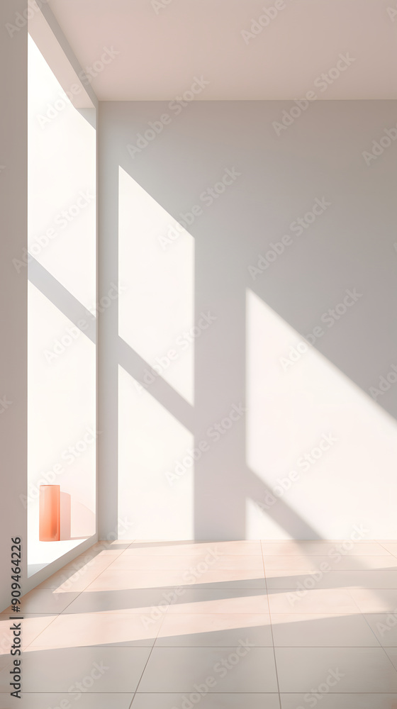 Digital white minimalist white wall light and shadow scene geometric poster background with Generative Digital white minimalist white wall light and shadow scene geometric poster background with Generative