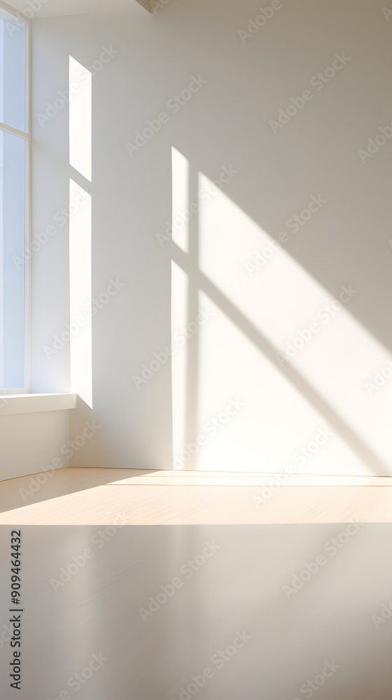 Digital white minimalist white wall light and shadow scene geometric poster background with Generative Digital white minimalist white wall light and shadow scene geometric poster background with Generative