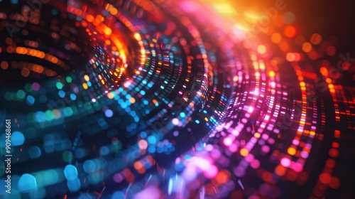 Wallpaper Mural Vibrant Abstract Digital Art with Colorful Light Trails and Glowing Particles in a Dynamic Spiral Pattern Torontodigital.ca