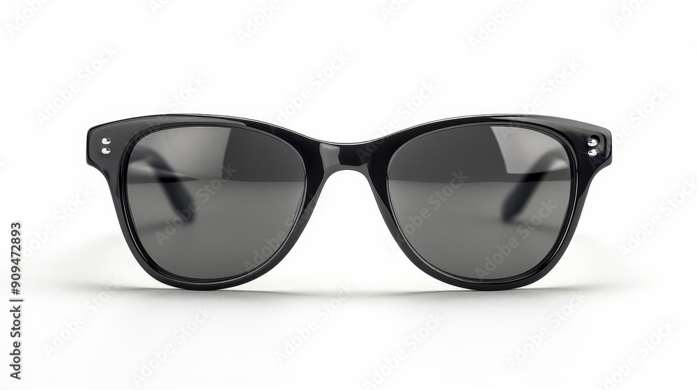 sleek black sunglasses isolated on white background front view highlights classic design and premium quality of eyewear sleek black sunglasses isolated on white background front view highlights classic design and premium quality of eyewear