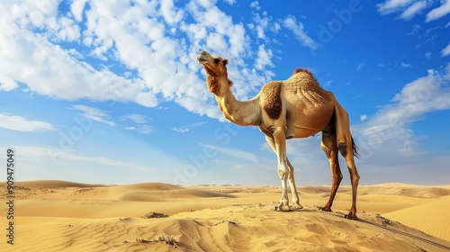 Camel in the Desert Under a Blue Sky