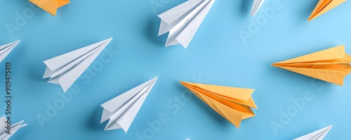 paper plane on blue background