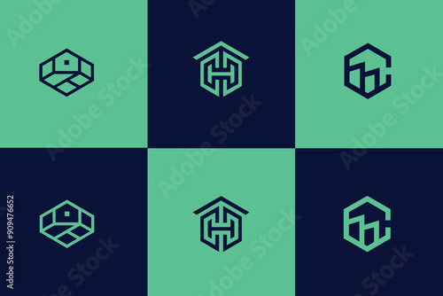  collection creative real estate logo design template, Set of building logo design inspiration, logo collection building real estate logo design elements