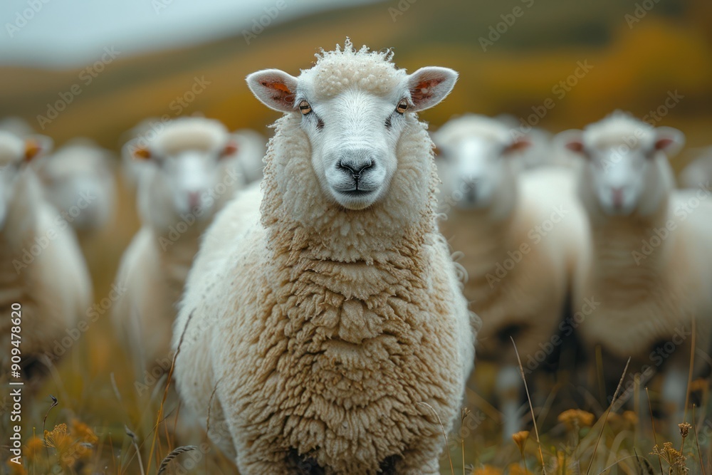 Close-Up Portrait of Sheep in a Field Close-Up Portrait of Sheep in a Field