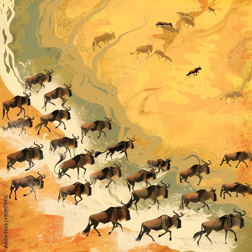 A large wildebeest migration photo