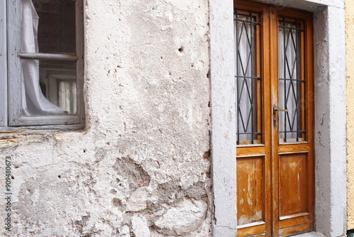 View of some details in the historic center of Peschiera Maraglio, Monte isola .Lake Iseo, Italy photo