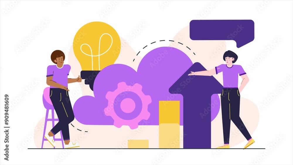 illustration of teamwork brainstorming idea and business strategy animated video illustration of teamwork brainstorming idea and business strategy animated video